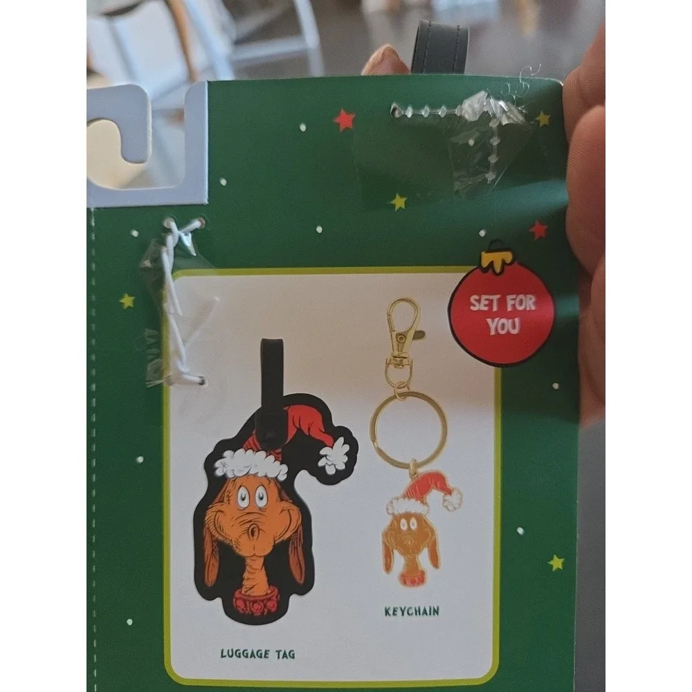 Dr. Seuss The Grinch & Max Luggage Tags W/Metal Keychains Accessory Share Set